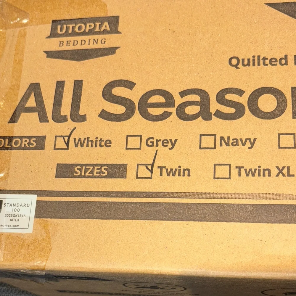 Quilted Down Alternative Comforter Twin Size White All Season Bedding NWT